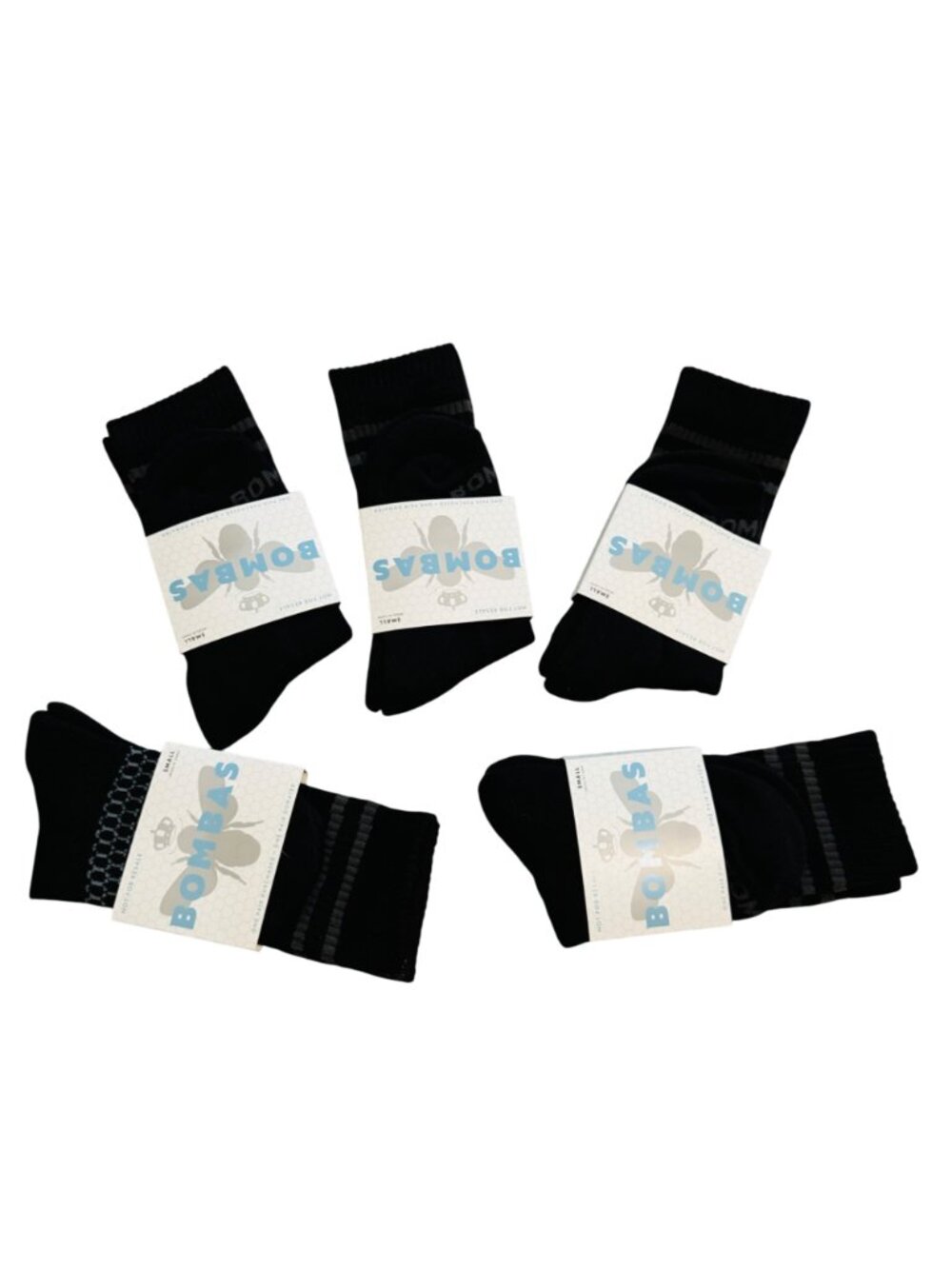 Bombas Crew socks size small black honeycomb arch support stay up antimicrobial - Picture 9 of 14